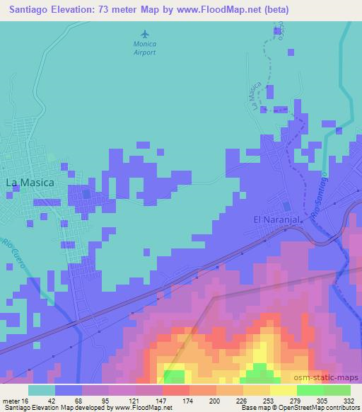Santiago,Honduras Elevation Map