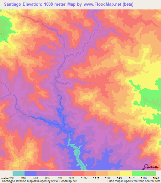 Santiago,Honduras Elevation Map
