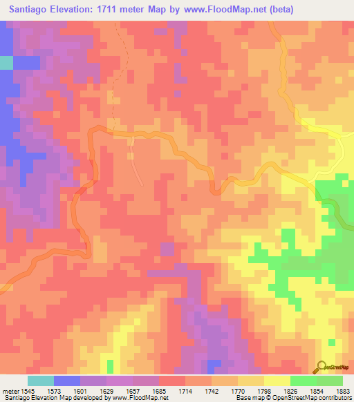 Santiago,Honduras Elevation Map