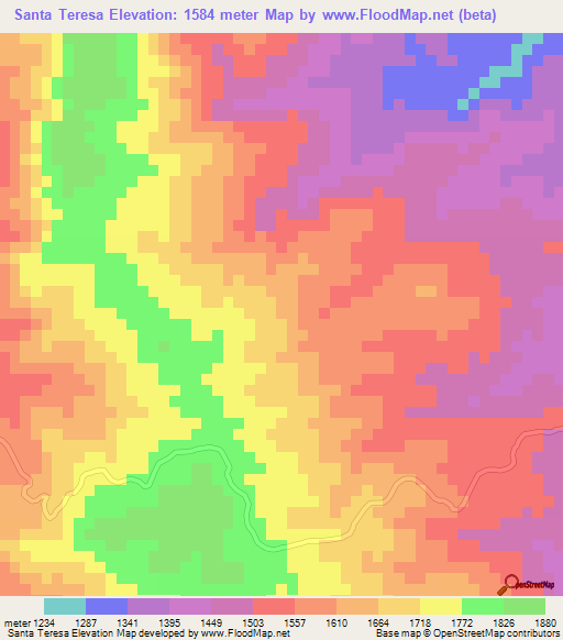 Santa Teresa,Honduras Elevation Map