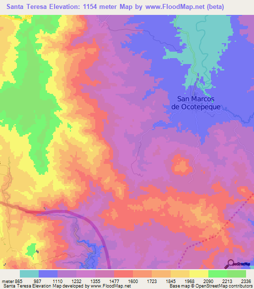 Santa Teresa,Honduras Elevation Map