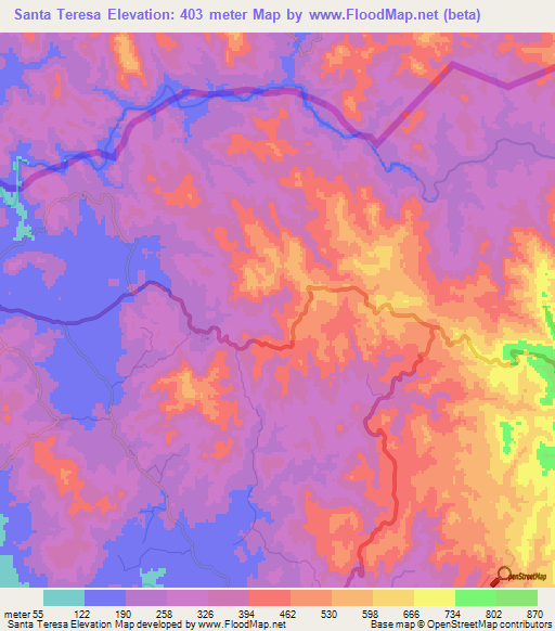 Santa Teresa,Honduras Elevation Map
