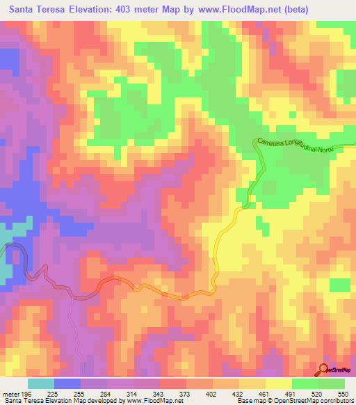 Santa Teresa,Honduras Elevation Map