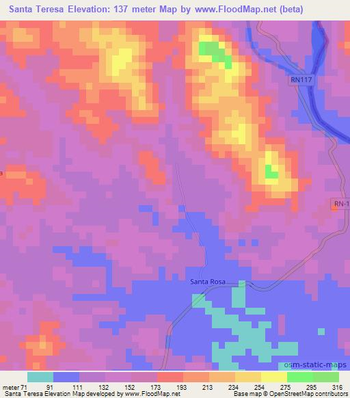 Santa Teresa,Honduras Elevation Map
