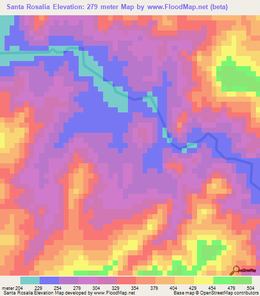 Santa Rosalia,Honduras Elevation Map