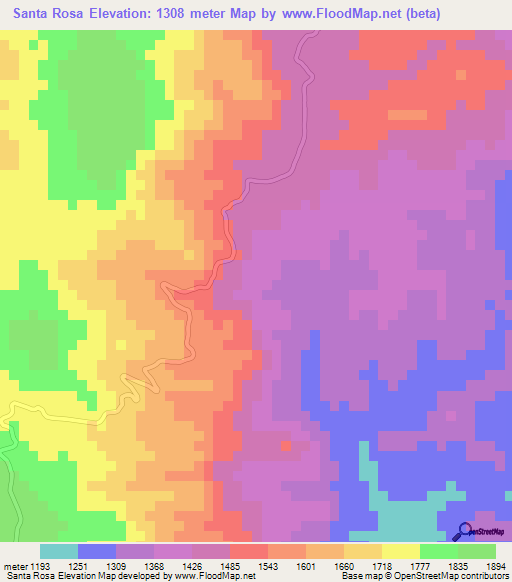 Santa Rosa,Honduras Elevation Map