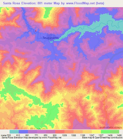 Santa Rosa,Honduras Elevation Map