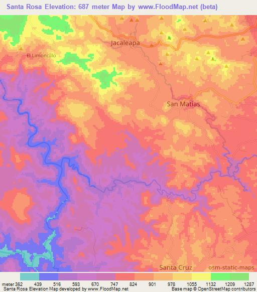Santa Rosa,Honduras Elevation Map
