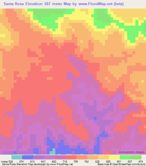 Santa Rosa,Honduras Elevation Map