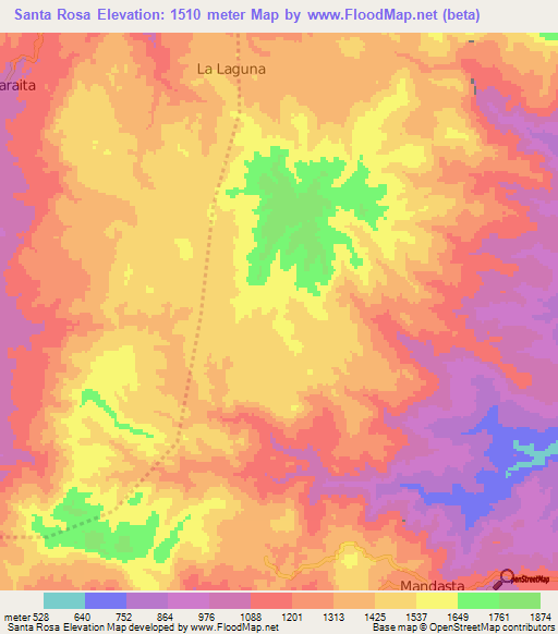 Santa Rosa,Honduras Elevation Map