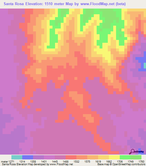 Santa Rosa,Honduras Elevation Map