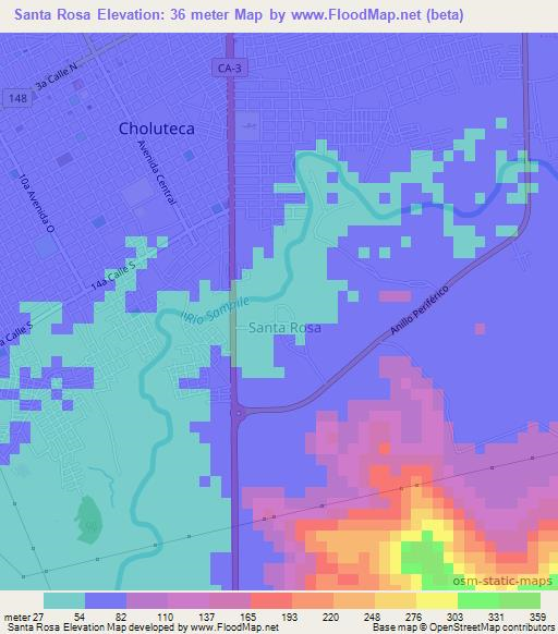 Santa Rosa,Honduras Elevation Map