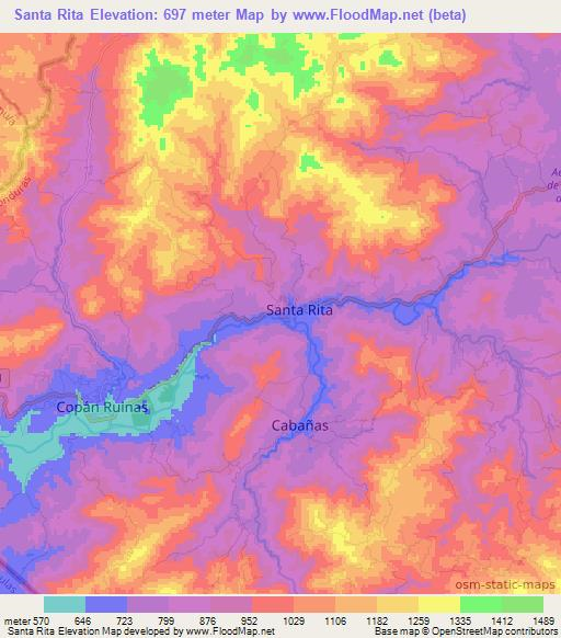 Santa Rita,Honduras Elevation Map