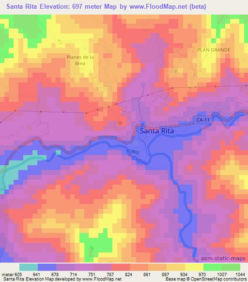 Santa Rita,Honduras Elevation Map