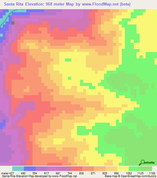 Santa Rita,Honduras Elevation Map
