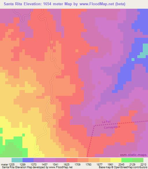 Santa Rita,Honduras Elevation Map