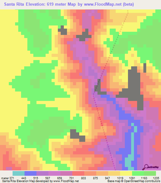 Santa Rita,Honduras Elevation Map