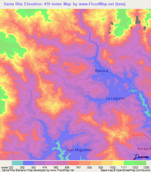Santa Rita,Honduras Elevation Map