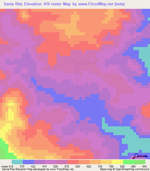 Santa Rita,Honduras Elevation Map