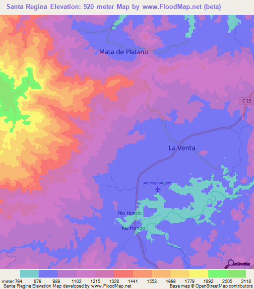 Santa Regina,Honduras Elevation Map