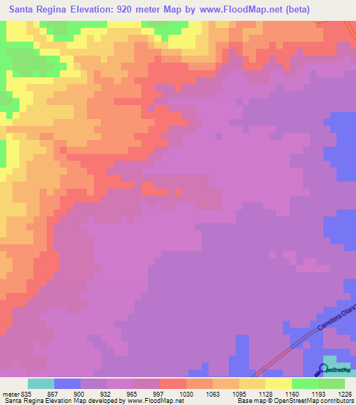 Santa Regina,Honduras Elevation Map