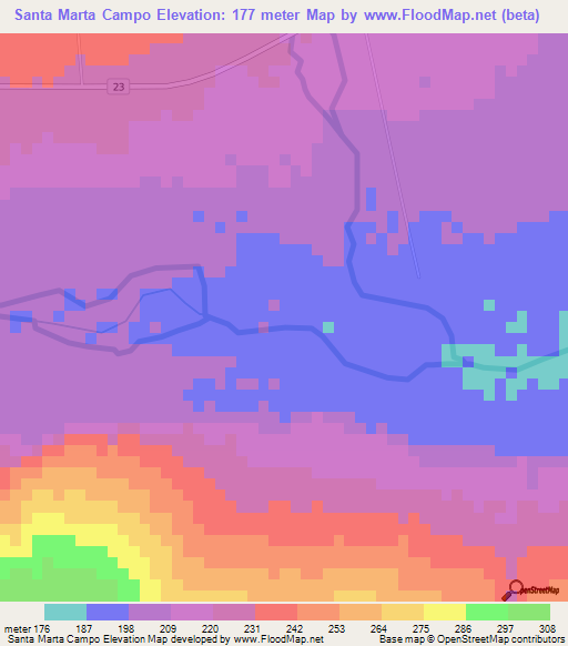 Santa Marta Campo,Honduras Elevation Map