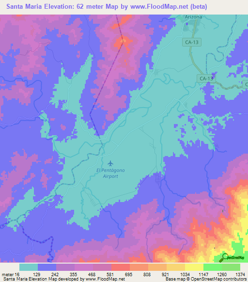 Santa Maria,Honduras Elevation Map