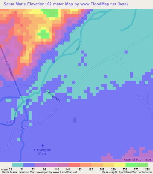 Santa Maria,Honduras Elevation Map