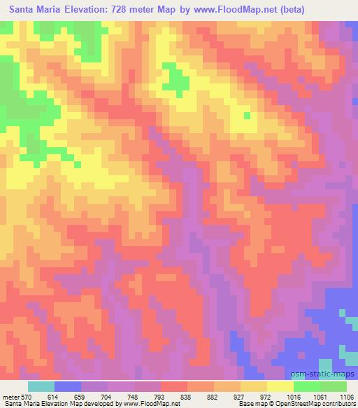 Santa Maria,Honduras Elevation Map
