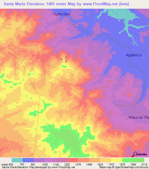 Santa Maria,Honduras Elevation Map