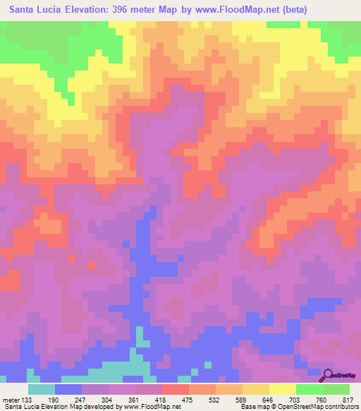 Santa Lucia,Honduras Elevation Map