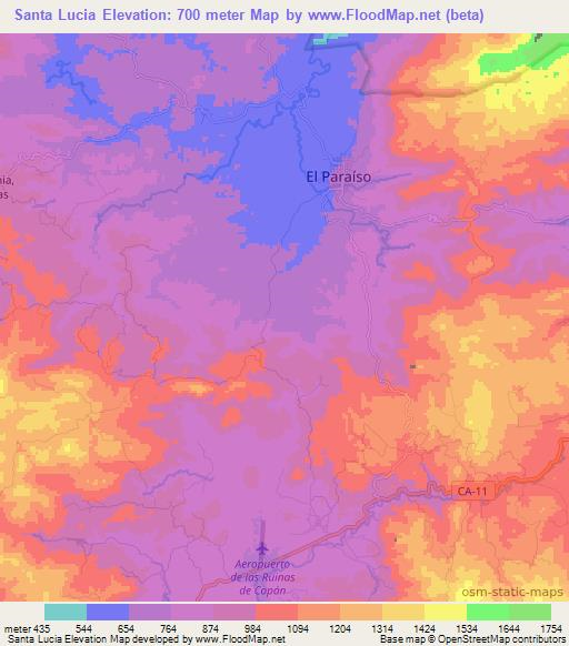 Santa Lucia,Honduras Elevation Map