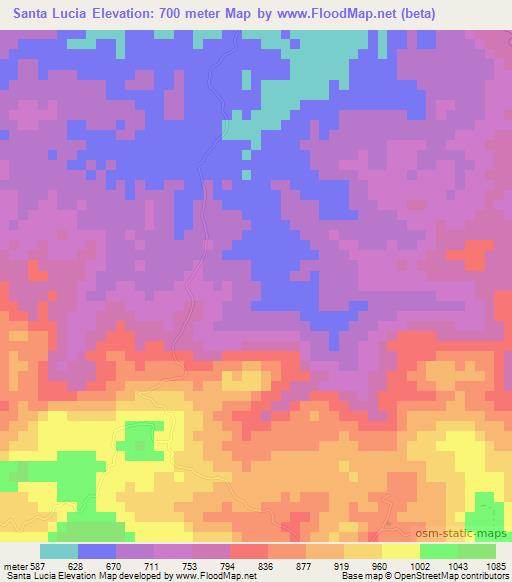 Santa Lucia,Honduras Elevation Map