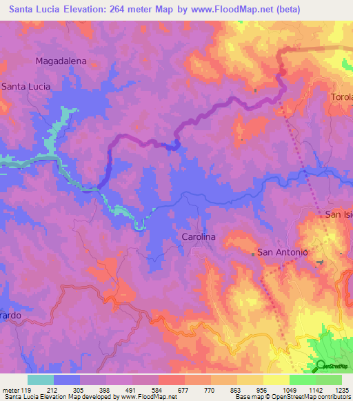 Santa Lucia,Honduras Elevation Map