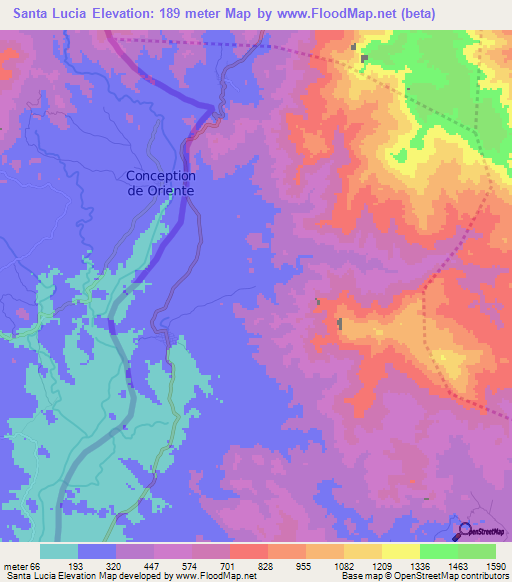 Santa Lucia,Honduras Elevation Map