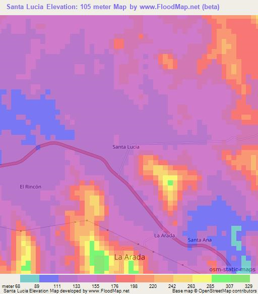 Santa Lucia,Honduras Elevation Map