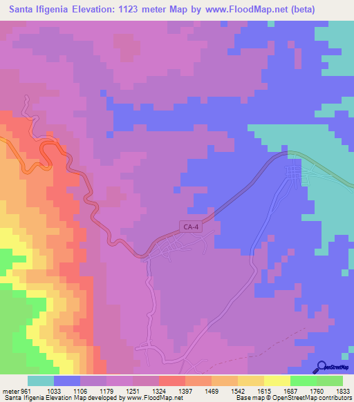 Santa Ifigenia,Honduras Elevation Map