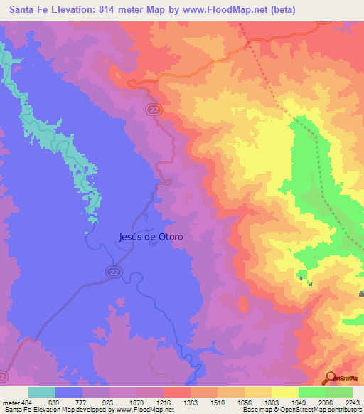Santa Fe,Honduras Elevation Map