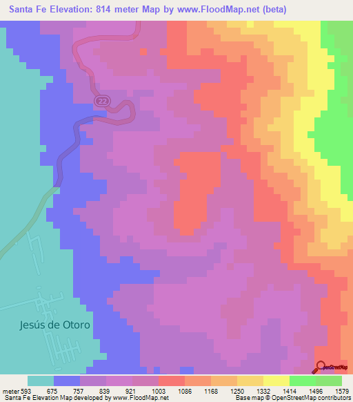 Santa Fe,Honduras Elevation Map