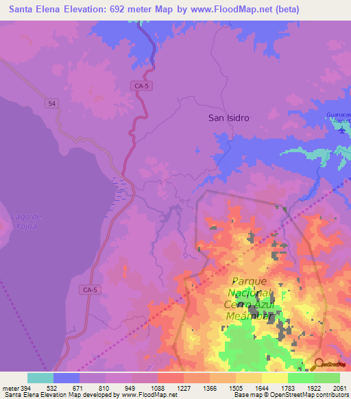 Santa Elena,Honduras Elevation Map
