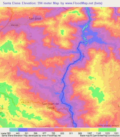 Santa Elena,Honduras Elevation Map