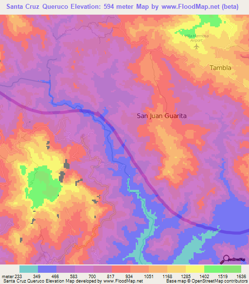 Santa Cruz Queruco,Honduras Elevation Map