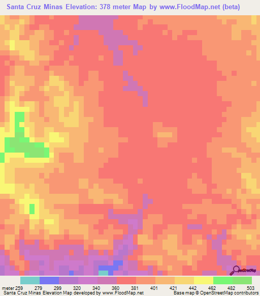 Santa Cruz Minas,Honduras Elevation Map