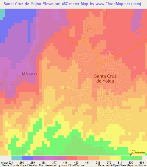 Santa Cruz de Yojoa,Honduras Elevation Map