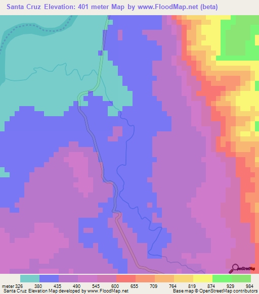 Santa Cruz,Honduras Elevation Map