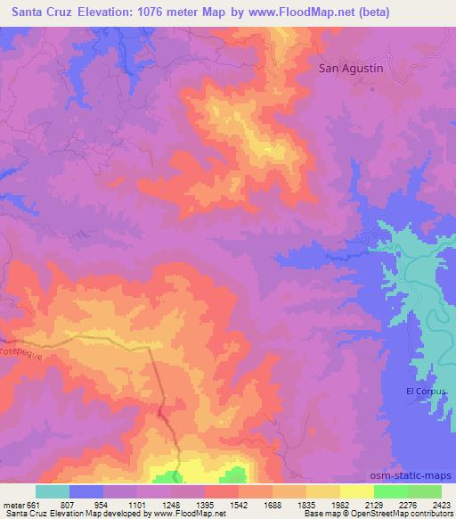 Santa Cruz,Honduras Elevation Map