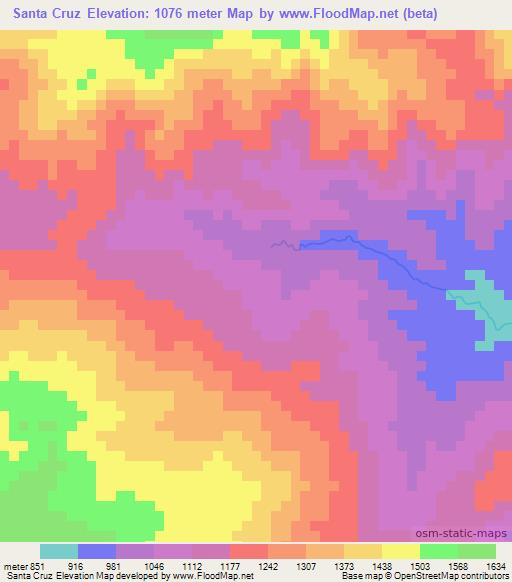 Santa Cruz,Honduras Elevation Map