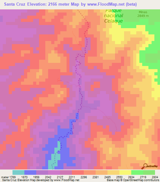 Santa Cruz,Honduras Elevation Map
