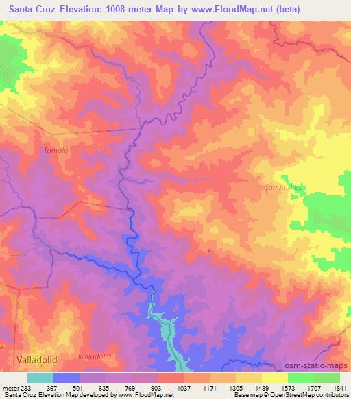 Santa Cruz,Honduras Elevation Map