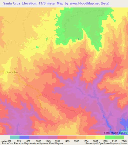 Santa Cruz,Honduras Elevation Map